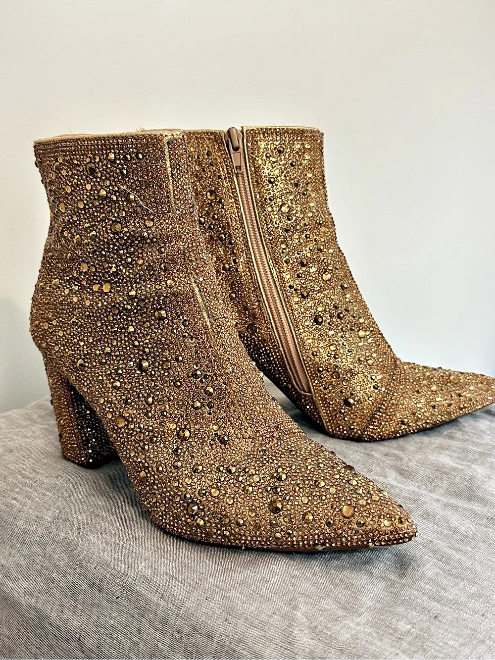 Betsey Johnson Cady Rhinestone Booties Gold Booties - Picture 1 of 6